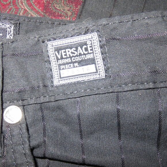 Versace Jeans Couture Straight Leg black pinstriped jeans Pants 29 43 US 6 - Picture 4 of 6